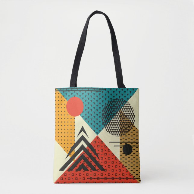 Bolsa Tote Elementos geométricos de tendências. Textura do es (Frente)
