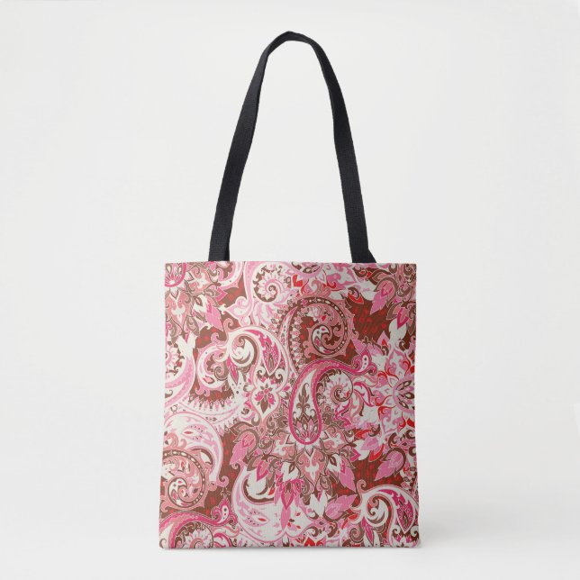 Bolsa Tote Elementos paisley asiáticos, boho vintage. (Frente)