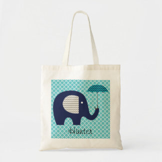 Bolsa Tote Elephant Aqua Pattern Chevron Umbrella Custom Bag