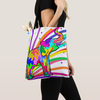 Bolsa Tote Elephant Confetti - Colorida Art Safari Party