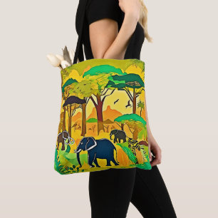 Bolsa Tote Elephant Savanna Jungle Art
