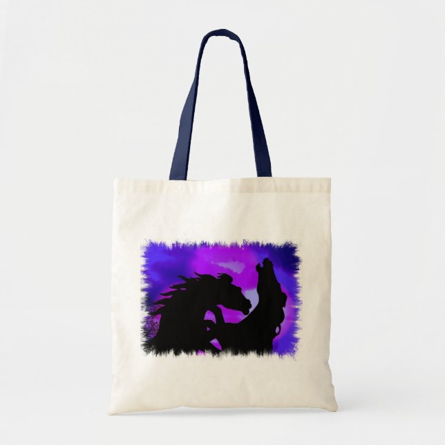 Bolsa Tote Elevando a sacola do design dos cavalos (Frente)