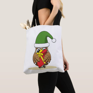 Bolsa Tote Elf Owl de Natal com Presente
