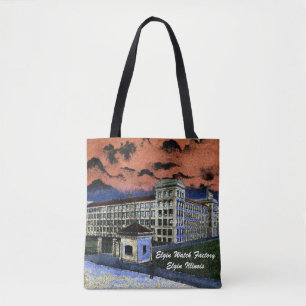 Bolsa Tote Elgin Watch Fatory Colorful Watercolor 1920 Art