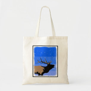Bolsa Tote Elk Bugling no inverno - Arte original sobre a vid
