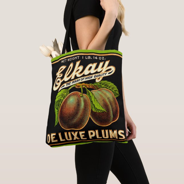 Bolsa Tote Elkay Deluxe Plums label impressão (Close Up)