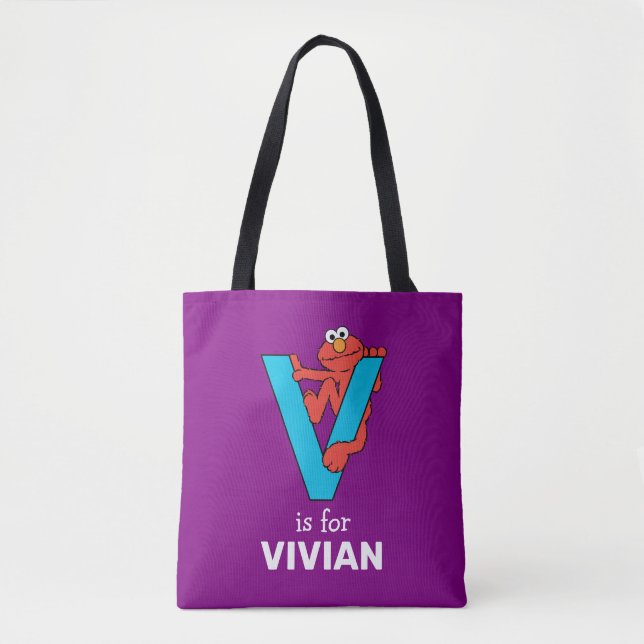 Bolsa Tote Elmo Alphabet | V Azul (Frente)