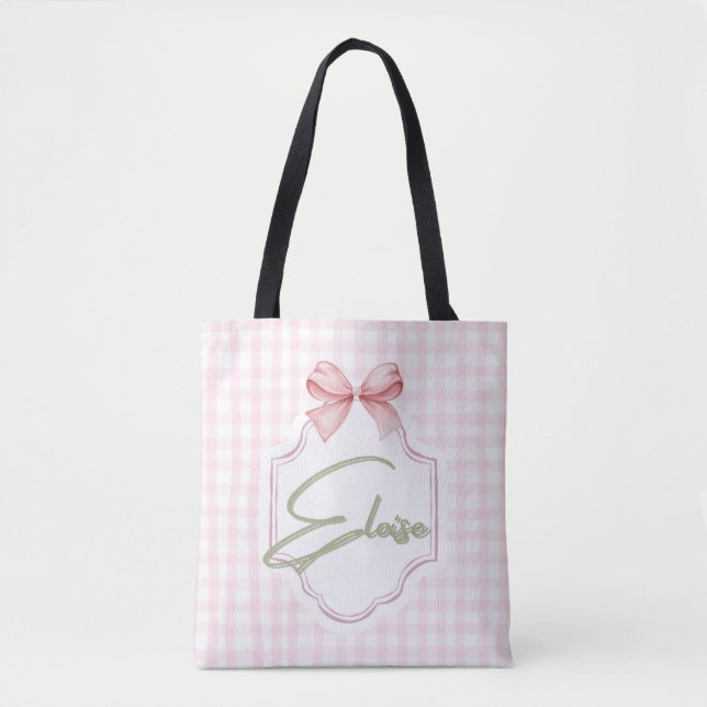 Bolsa Tote Eloise Baby Nursery Arco&Gingham Personalizado (Frente)