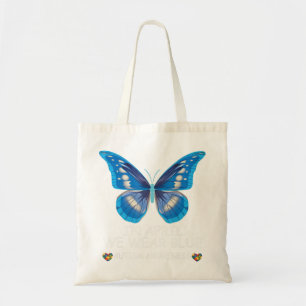 Bolsa Tote Em abril Vestimos Camisa Azul Fita-borboleta Autis