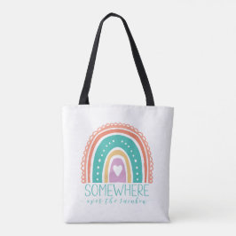 Bolsa Tote Em Algum Lugar Sobre o Arco-íris Moderno Chic Colo