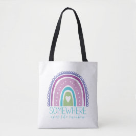 Bolsa Tote Em algum lugar sobre o arco-íris moderno chique Co