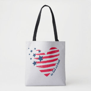 Bolsa Tote Em Deus Confiamos Coração Patriótico
