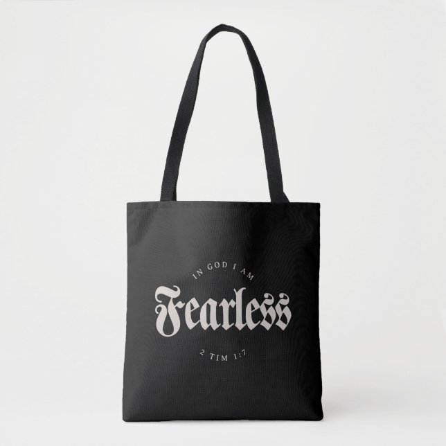 Bolsa Tote Em Deus, eu sou infeliz 2 Tim 1:7, cristão (Frente)