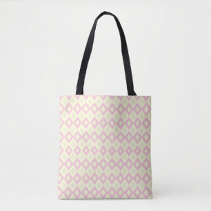 Bolsa Tote Em forma de diamante rosa e branco