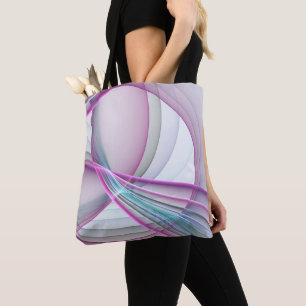 Bolsa Tote Em Movimento, Arte Fractal Abstrata Colorida Moder