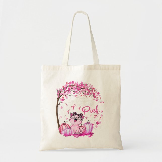 Bolsa Tote Em outubro, Vestimos Cancer De Mama De Gato-Leopar (Frente)