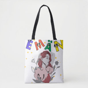 Bolsa Tote EMAN Design de Nome Fofo Nome de Menina Personal