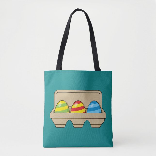 Bolsa Tote Embalagem de Ovos de Páscoa Coloridos (Frente)