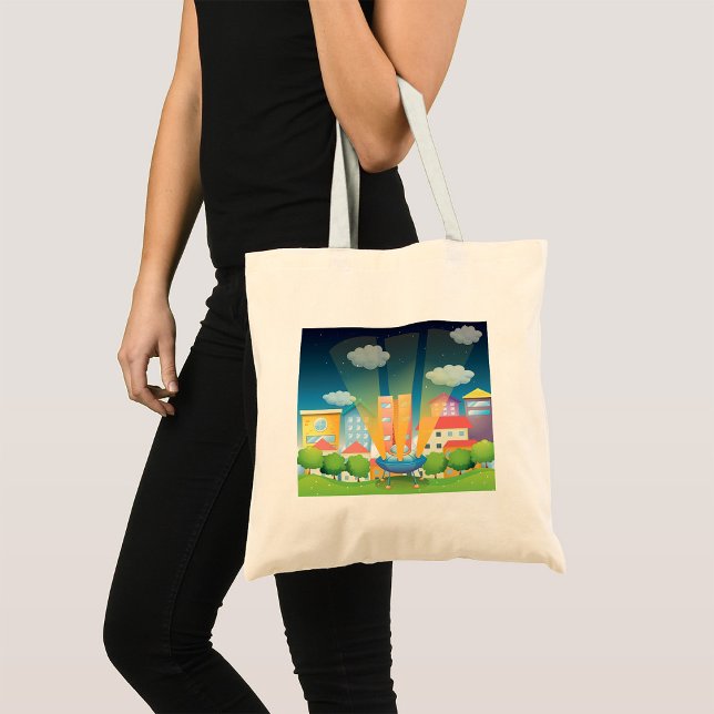 Bolsa Tote Embarcação Espacial No Saco De Tote Da Cidade (Criador carregado)