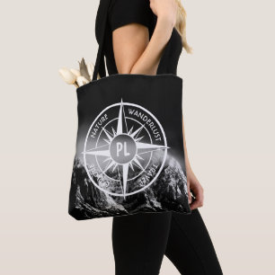 Bolsa Tote emblem monograma estrela bússola montanhas dramáti