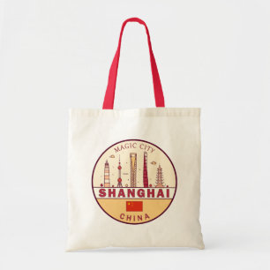 Bolsa Tote Emblem Skyline Cidade de Xangai China