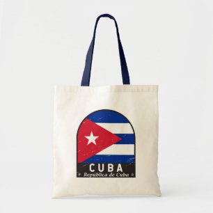 Bolsa Tote Emblema com bandeira de Cuba - Vintagem em desgast