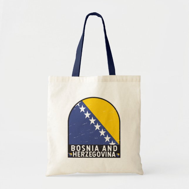 Bolsa Tote Emblema da Bandeira da Bósnia e Herzegovina Afetad (Frente)