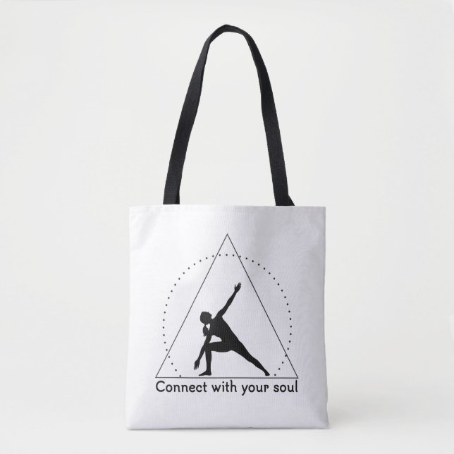 Bolsa Tote Emblema da Pose do Triângulo de Yoga (Frente)