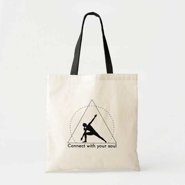 Bolsa Tote Emblema da Pose do Triângulo de Yoga (Frente)