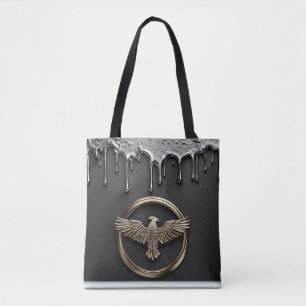 Bolsa Tote Emblema de Águia Dourada com Asas Estendidas