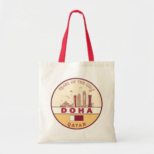Bolsa Tote Emblema de Skyline Cidade do Qatar de Doha