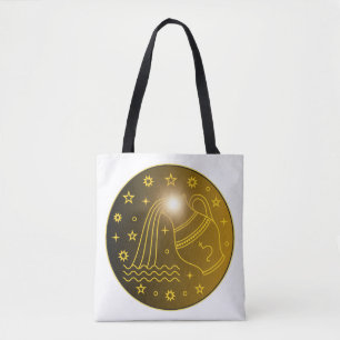 Bolsa Tote Emblema do Zodíaco Aquário Símbolo Celestial Min