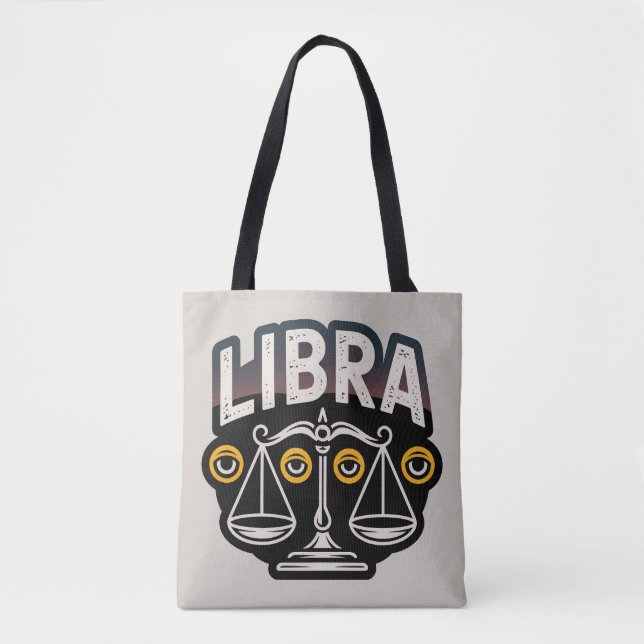 Bolsa Tote Emblema do Zodíaco de Libra Místico (Frente)