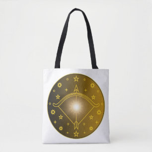 Bolsa Tote Emblema do Zodíaco de Sagitário Símbolo Celestial 