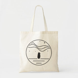 Bolsa Tote Emblema Mínimo de Pinguim Sob Luzes Polares