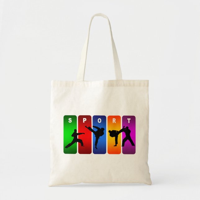 Bolsa Tote Emblema multicolorido do karaté (Frente)