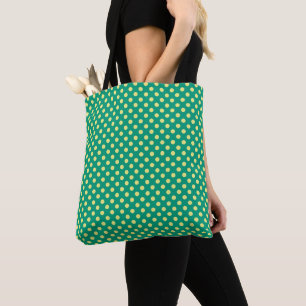 Bolsa Tote Emerald Green com Bolinhas amarelas por STaylor