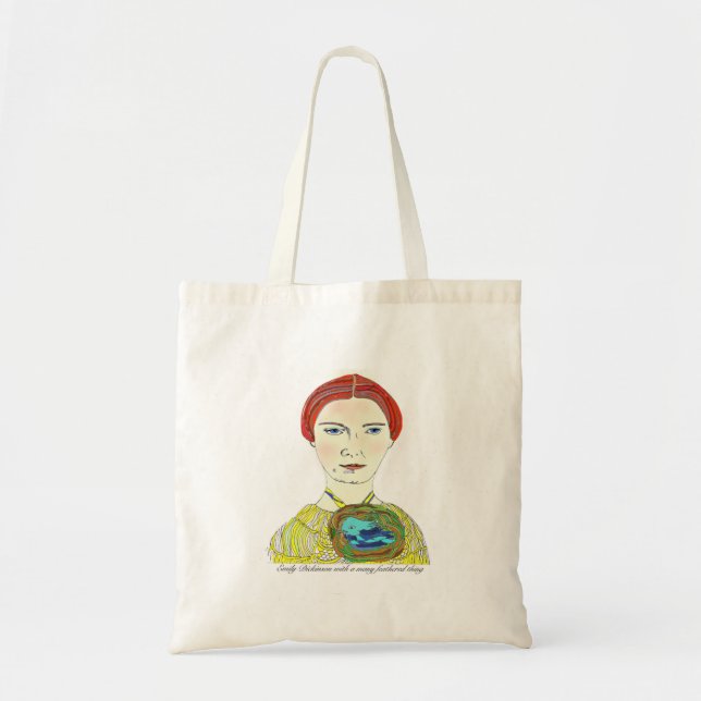 Bolsa Tote Emily Dickinson com um muitos emplumou-se a coisa (Frente)