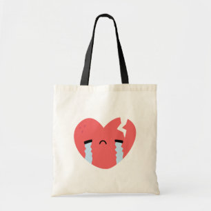 Bolsa Tote Emoji de Rosto de Coração Quebrado e Chorando Tris