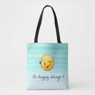 Bolsa Tote Emoji Vencendo Adorável Seja feliz sempre