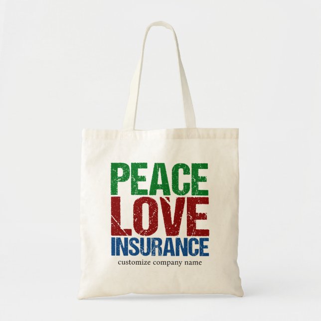 Bolsa Tote Empresa Personalizada de Seguro de Paz e Amor (Frente)