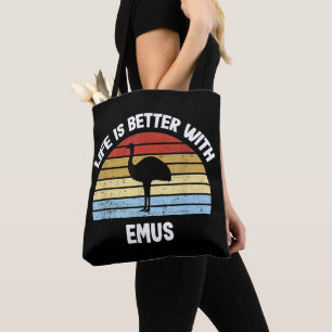 Bolsa Tote Emu com texto em alemão A vida é melhor