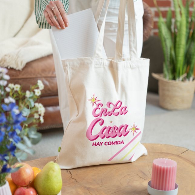 Bolsa Tote En La Casa Hay Comida Tote Bag | Funny Latina Mom  (EN LA CASA HAY COMIDA CANVAS TOTE BAG)