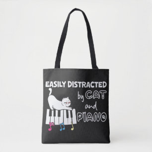 Bolsa Tote Encantado e facilmente distraído por músico de Cat