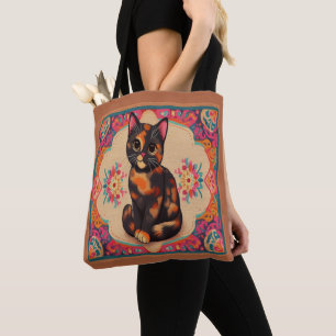 Bolsa Tote Encantadora Borda Vibrada de Gatos TortoisesInfern