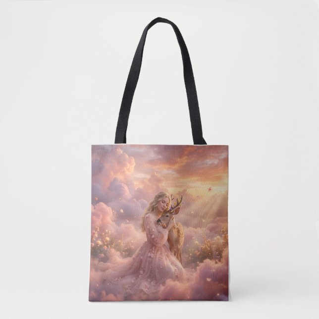 Bolsa Tote Encantadora Princesa & Cervo (Frente)