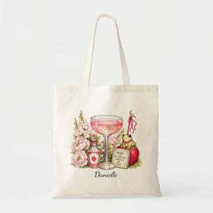 Bolsa Tote Encantos botânicos, morangos, coquetéis de bruxa 