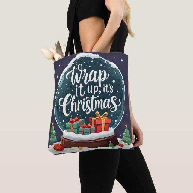 Bolsa Tote Encerre-o É Design do Globo de Neve de Natal (Close Up)