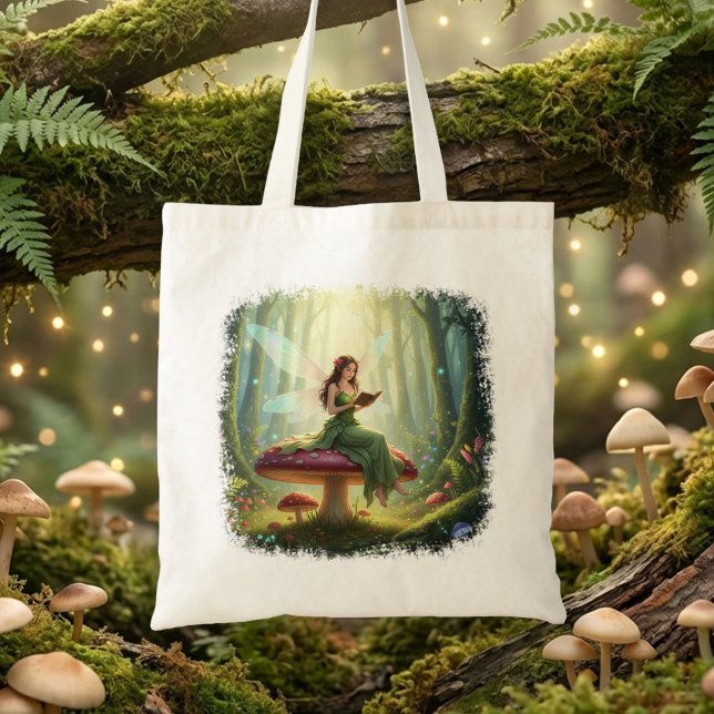 Bolsa Tote Enchanted Day Fairy Reading a Book  (Criador carregado)