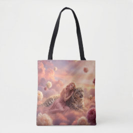 Bolsa Tote Enchanting Snow Leopard and Woman in Clouds